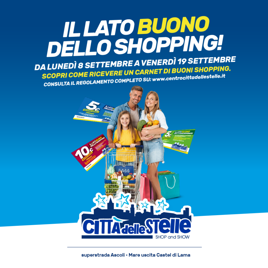 il lato buono dello shopping. evento in homepage presente al centro